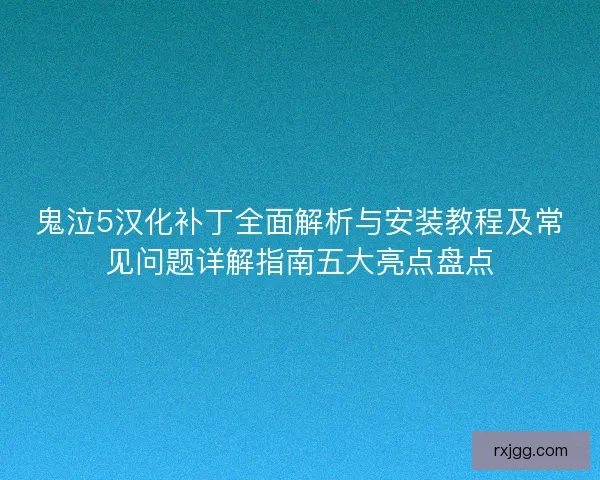 鬼泣5汉化补丁全面解析与安装教程及常见问题详解指南五大亮点盘点